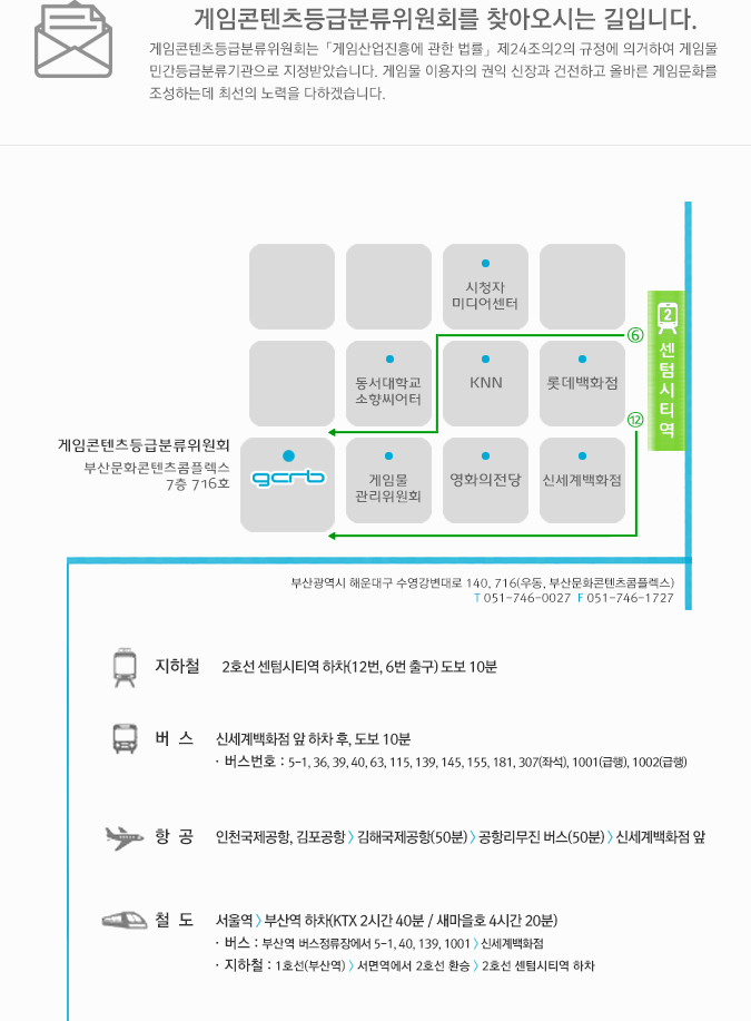 게임물 등급위원회 찾아오시는 길